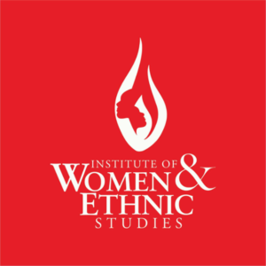 Institute for Women's Ethnic Studies logo, white flame on red